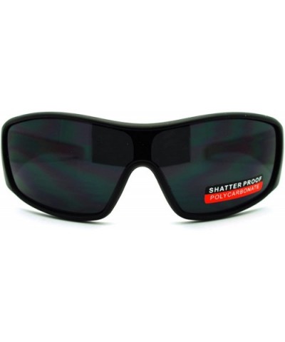 Men's Lite Weight Sports Sunglasses Oval Rectangular Wrap - Black Red - CL11N870KJ5 $5.37 Wrap