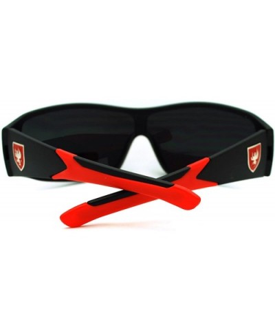 Men's Lite Weight Sports Sunglasses Oval Rectangular Wrap - Black Red - CL11N870KJ5 $5.37 Wrap