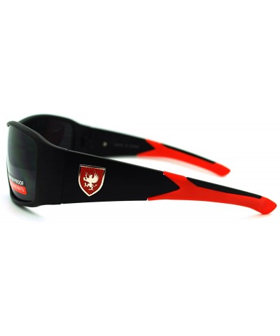 Men's Lite Weight Sports Sunglasses Oval Rectangular Wrap - Black Red - CL11N870KJ5 $5.37 Wrap