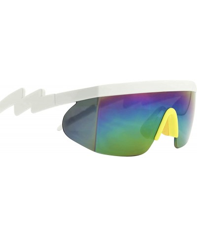 Rimless Mirrored Performance Sunglasses - White Frame With Yellow Nose Pads - CQ197HMUR3A $6.54 Sport