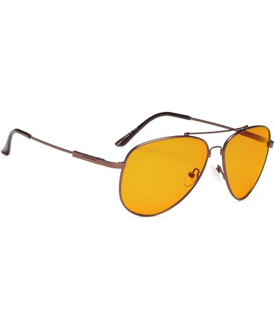 Large Memory Frame Blue Light Blocking Glasses for Men - Brown - CM18IWICL4E $35.22 Aviator