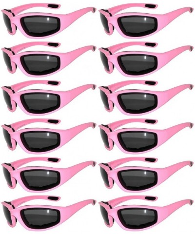 Wholesale of 12 Pairs Motorcycle Padded Foam Glasses Assorted Color Lens - 12_pink_smk - C312O1COHSR $36.51 Goggle