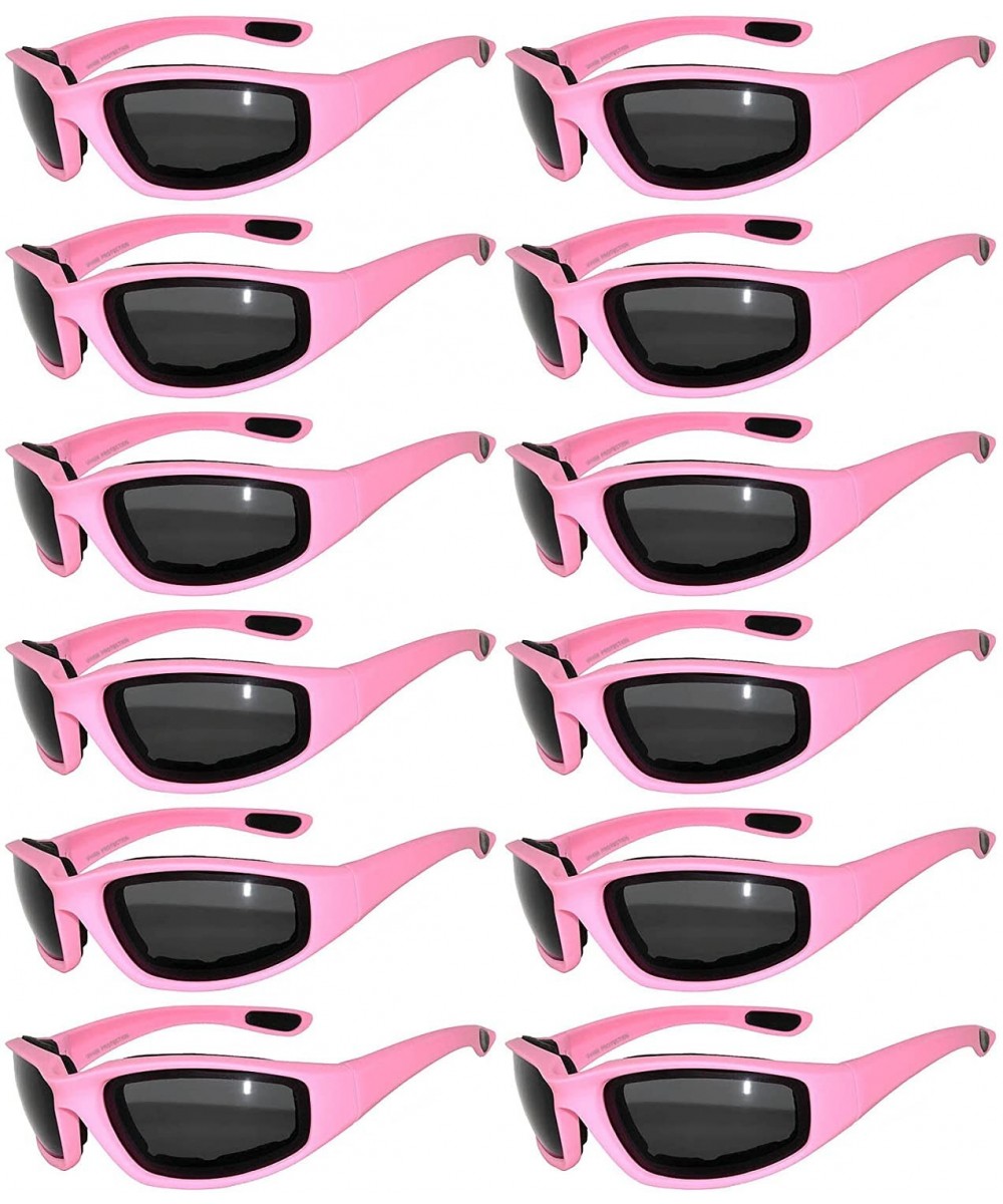 Wholesale of 12 Pairs Motorcycle Padded Foam Glasses Assorted Color Lens - 12_pink_smk - C312O1COHSR $36.51 Goggle