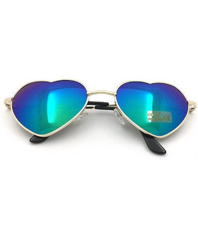 Women's S014 Heart Aviator 55mm Sunglasses - Green Mirrored - CU12MWVAO10 $9.14 Round