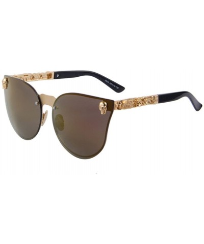 Women Skull Frame Metal Sunglass Men Fashion UV400 Mirror Glasses Eyewear - Brown - CK17YW2452S $7.70 Semi-rimless