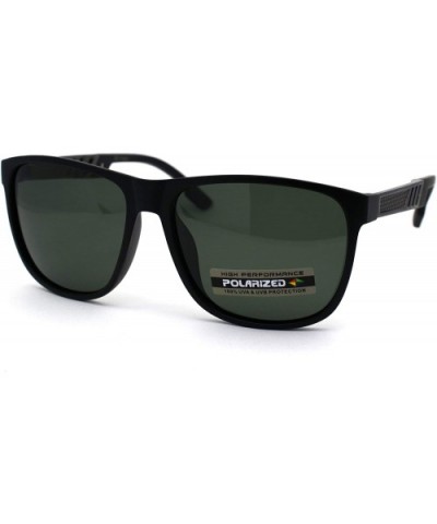 Antiglare Polarized Mens Designer Horn Rim Mod Sunglasses - Matte Black Solid Green - CU196EKKO9W $8.87 Rectangular