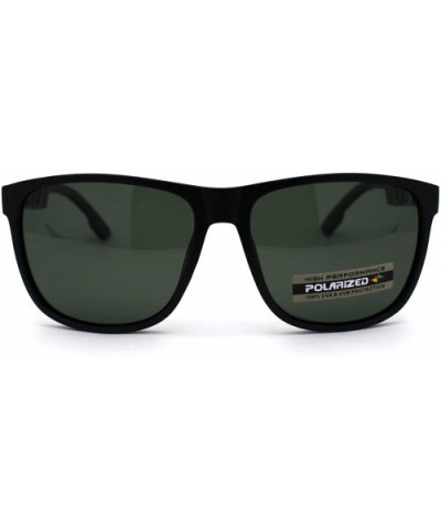 Antiglare Polarized Mens Designer Horn Rim Mod Sunglasses - Matte Black Solid Green - CU196EKKO9W $8.87 Rectangular