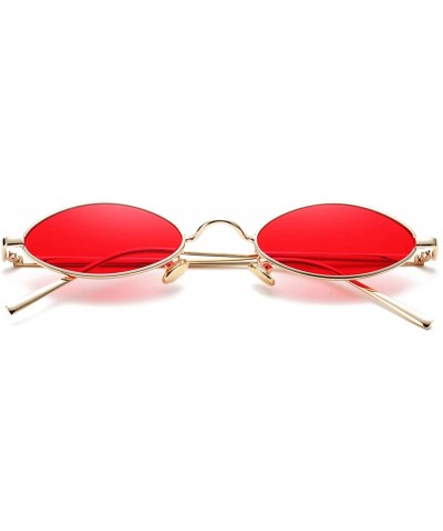 Vintage Small Oval Sunglasses for Women Men Hippie Cool Metal Frame Sun Glasses - A2 Gold Frame/Red Lens - C418HEWTGSX $11.31...