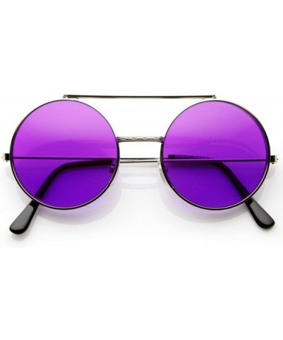 Limited Edition Color Flip-Up Lens Round Circle Django Sunglasses (Purple) - C511CL3KPXD $8.43 Round