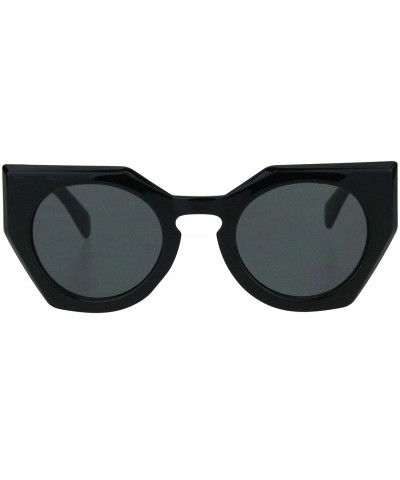 Womens Futuristic Squared Cat Eye Keyhole Plastic Sunglasses - All Black - C918HD04TYC $10.12 Cat Eye