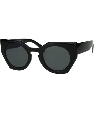 Womens Futuristic Squared Cat Eye Keyhole Plastic Sunglasses - All Black - C918HD04TYC $10.12 Cat Eye