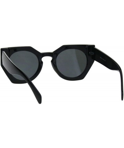 Womens Futuristic Squared Cat Eye Keyhole Plastic Sunglasses - All Black - C918HD04TYC $10.12 Cat Eye