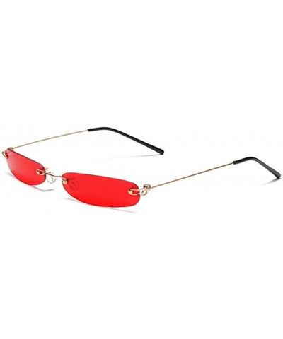 Rimless Rectangle Sunglasses Unisex Designer Tiny Narrow Frameless Tint Sun Glasses Shades - 1 - CC18Y92DZHI $13.40 Square