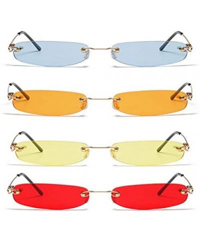 Rimless Rectangle Sunglasses Unisex Designer Tiny Narrow Frameless Tint Sun Glasses Shades - 1 - CC18Y92DZHI $13.40 Square