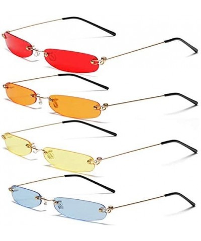 Rimless Rectangle Sunglasses Unisex Designer Tiny Narrow Frameless Tint Sun Glasses Shades - 1 - CC18Y92DZHI $13.40 Square