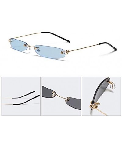 Rimless Rectangle Sunglasses Unisex Designer Tiny Narrow Frameless Tint Sun Glasses Shades - 1 - CC18Y92DZHI $13.40 Square