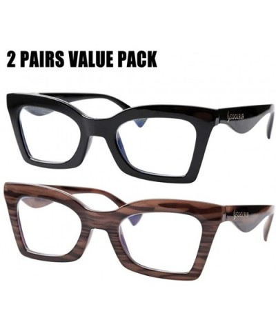 Anti-Blue Blocker Light Butterfly Readers Cateye Reading Glasses - Anti Blue -2 Pairs/ Black+woodgrain - CD18ZKEW6HM $12.77 R...