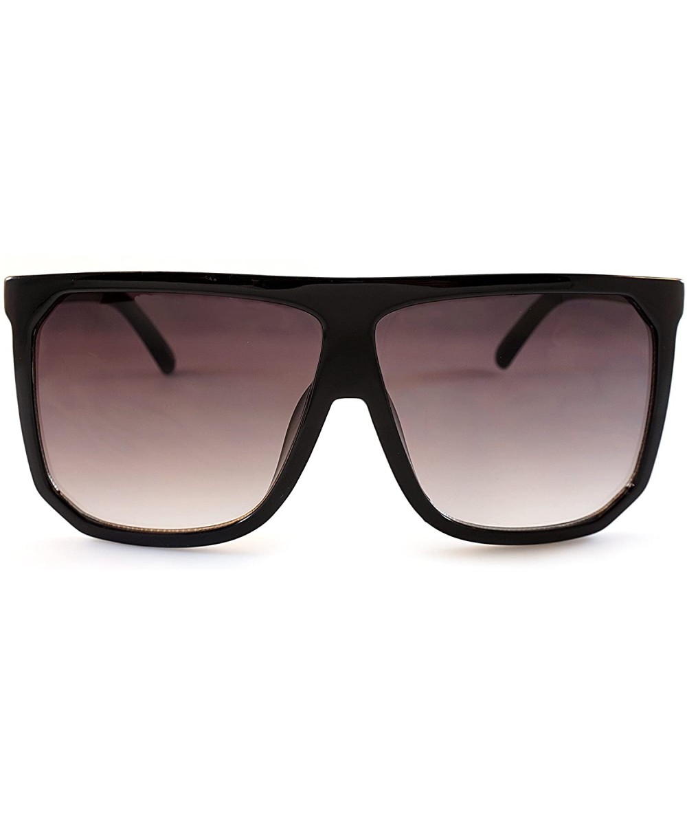 Unisex Oversize Flat Top Square Gradient flat Lens Sunglasses A017 - Black/ Black Gradient - CO185ELI6W9 $7.84 Square