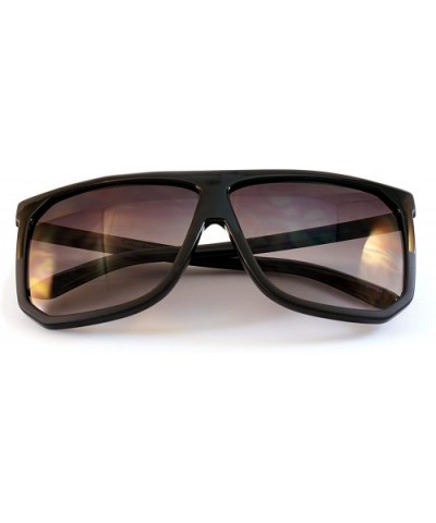 Unisex Oversize Flat Top Square Gradient flat Lens Sunglasses A017 - Black/ Black Gradient - CO185ELI6W9 $7.84 Square