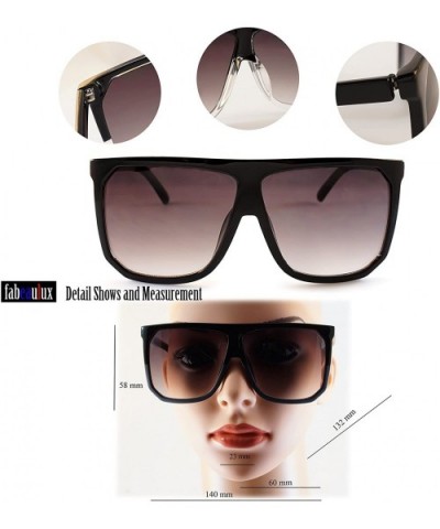 Unisex Oversize Flat Top Square Gradient flat Lens Sunglasses A017 - Black/ Black Gradient - CO185ELI6W9 $7.84 Square