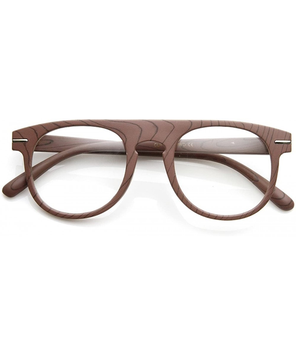 Wood Print Artistic Fashion Clear Lens P3 Round Glasses (Natural Wood) - CG11J1R19OB $7.94 Round