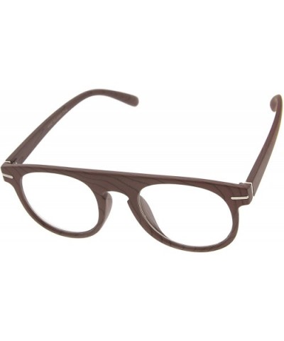 Wood Print Artistic Fashion Clear Lens P3 Round Glasses (Natural Wood) - CG11J1R19OB $7.94 Round