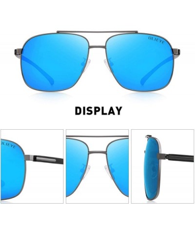 Men HD Polarized Driving Sunglasses for Men-Classic Square Sunglasses - Blue Mirror - C318MH7Z297 $13.09 Rectangular