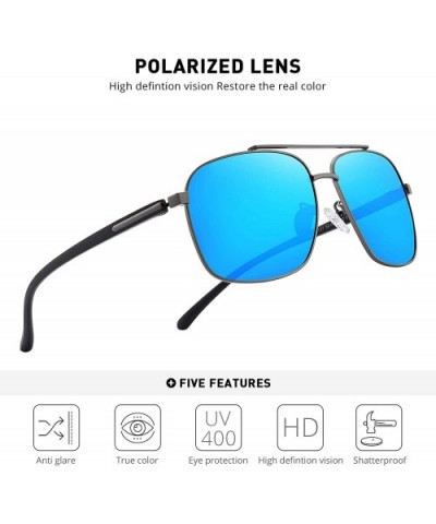 Men HD Polarized Driving Sunglasses for Men-Classic Square Sunglasses - Blue Mirror - C318MH7Z297 $13.09 Rectangular