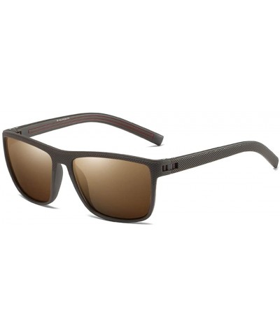 Retro Polarized for Men Square TR90 Black Frame Hiking Sun Glasses Uv400 - C2 Brown Brown - CR18M3N0GLN $29.08 Square