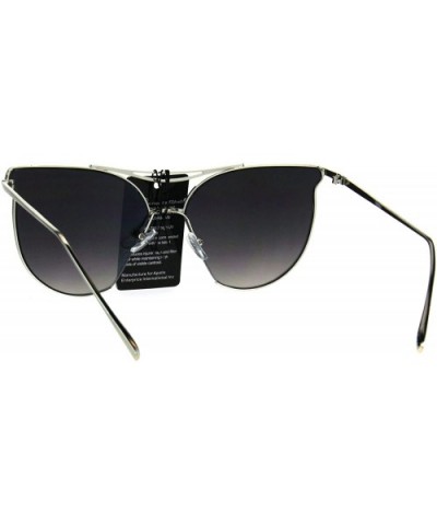 Womens Trendy Fashion Cropped Expose Lens Metal Rim Cat Eye Sunglasses - Silver Mirror - CG183K6YI0W $12.92 Cat Eye