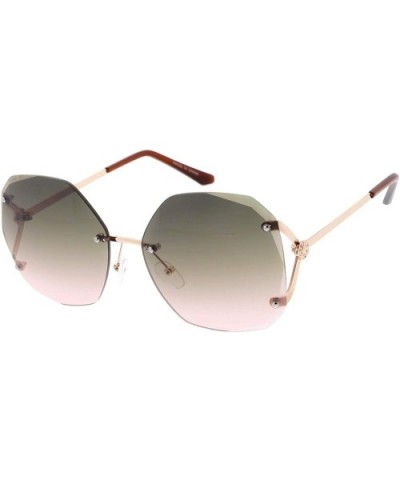 Butterfly Frameless Octo Candy Lens 80s Retro Fashion Sunglasses - Pink - C918UU22KCW $6.54 Shield