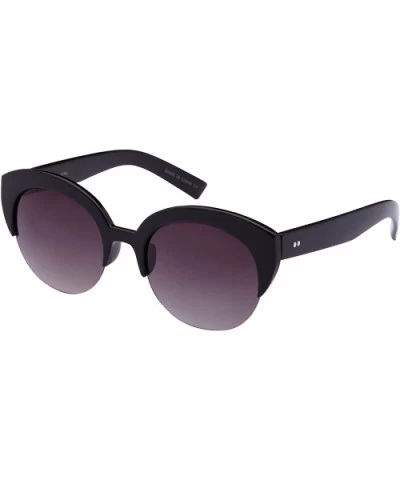 Half Frame Round Circle Cat Eye Sunglasses with Gradient Lens 31964-AP - Black - C412F0GTZHJ $5.20 Cat Eye