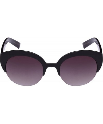 Half Frame Round Circle Cat Eye Sunglasses with Gradient Lens 31964-AP - Black - C412F0GTZHJ $5.20 Cat Eye