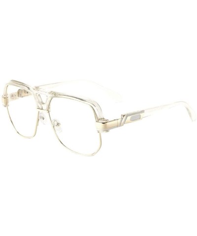 Gazelle Wise Guy Square Metal & Plastic Retro Aviator Sunglasses - Transparent & Gold Frame - CQ18SCR8YRA $9.48 Aviator
