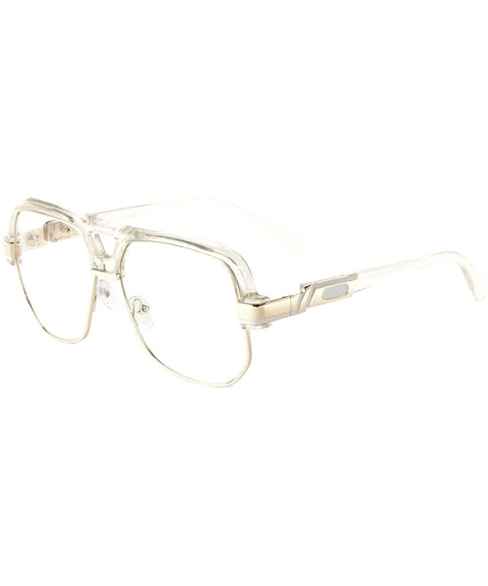 Gazelle Wise Guy Square Metal & Plastic Retro Aviator Sunglasses - Transparent & Gold Frame - CQ18SCR8YRA $9.48 Aviator