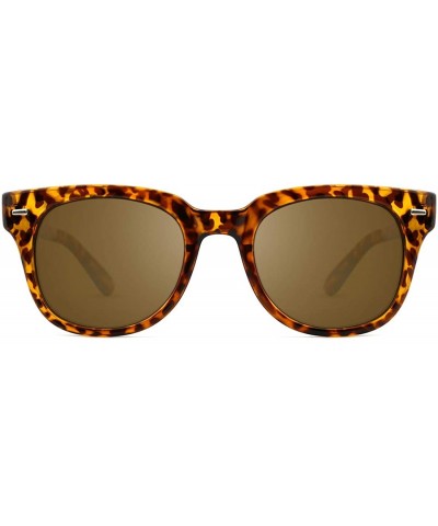 Polarized Sunglasses for Women Men Square Classic Plastic Frame UV400 Protection - Leopard - CB18UZDZ2L5 $12.00 Square