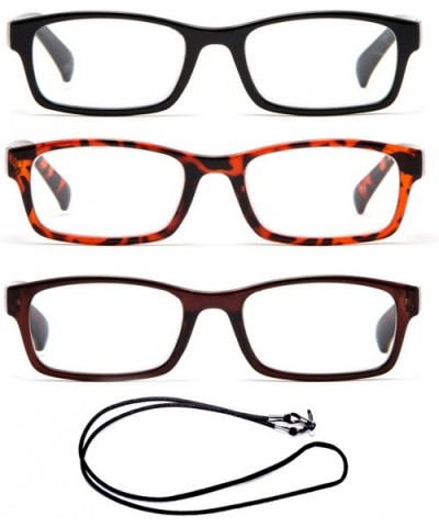 Newbee Fashion Squared Reading Glasses - 3 Pack Black- Tortoise & Brown - C3187GHOL9D $10.53 Square