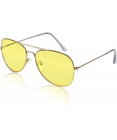 Aviator Sunglasses Colored Tinted Lens Glasses Metal UV400 Protection - 1 Yellow Night Driving Lens - C018OWYX6NS $6.66 Square