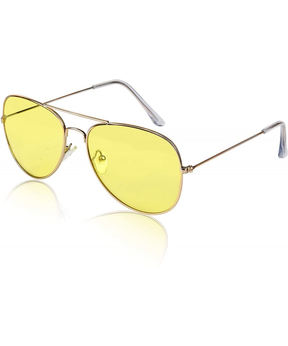 Aviator Sunglasses Colored Tinted Lens Glasses Metal UV400 Protection - 1 Yellow Night Driving Lens - C018OWYX6NS $6.66 Square