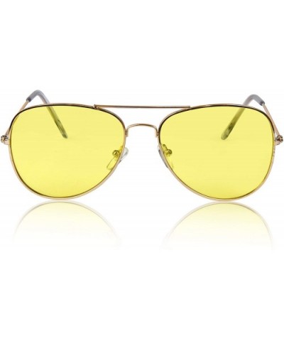 Aviator Sunglasses Colored Tinted Lens Glasses Metal UV400 Protection - 1 Yellow Night Driving Lens - C018OWYX6NS $6.66 Square