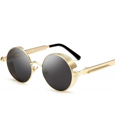 Steampunk Men Sunglasses Women Coating Mirror Sunglasses Round Sun glasses Retro Vintage - 2 - CC18D3I2L79 $18.01 Rimless