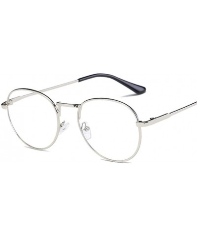 Men Glasses Frame Women Eyeglasses Frame Vintage Round Clear Lens Glasses Optical Spectacle Frame - Silver - CS194O4R3WY $19....