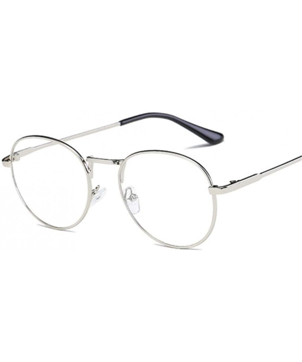 Men Glasses Frame Women Eyeglasses Frame Vintage Round Clear Lens Glasses Optical Spectacle Frame - Silver - CS194O4R3WY $19....