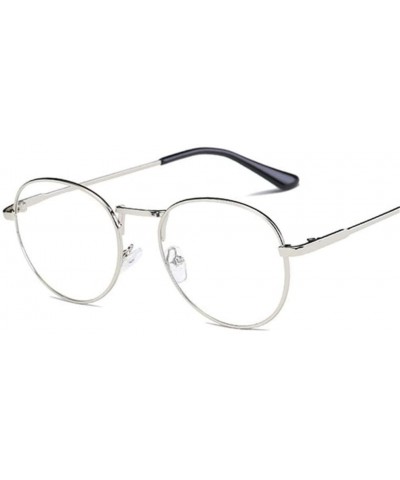 Men Glasses Frame Women Eyeglasses Frame Vintage Round Clear Lens Glasses Optical Spectacle Frame - Silver - CS194O4R3WY $19....