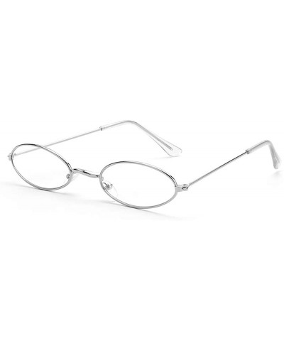 Vintage Oval Sunglasses Small Metal Frame Retro Eyewear Candy Colors Summer Eye Glasses - Silver Flat Mirror - CG199904R9M $6...