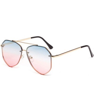 Men's Sunglasses Fashion Oversized Sunglasses Men Brand Designer Goggle Sun Glasses Female Style - Blue Pink - CU18A03ZOH0 $6...