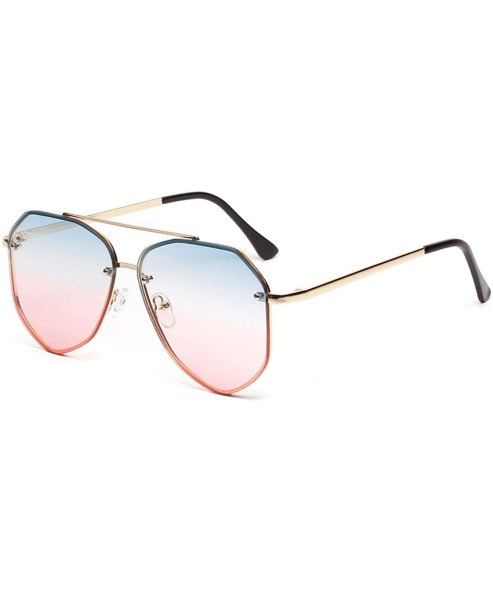 Men's Sunglasses Fashion Oversized Sunglasses Men Brand Designer Goggle Sun Glasses Female Style - Blue Pink - CU18A03ZOH0 $6...