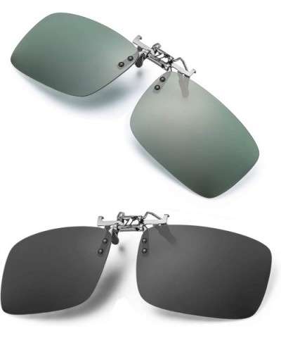 2 PACK Unisex Polarized Clip-on Sunglasses over Prescription Glasses - Flip Up Rimless lens for Driving Fishing - C618DZZ6YWG...