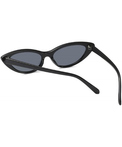 Cat Eye Small Sunglasses Small Narrow Oval Vintage Retro Mini eyewear - Bright - C418DTSAYRZ $7.91 Oval