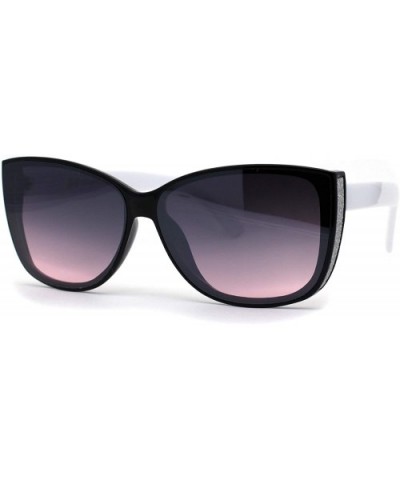 Womens 90s Glitter Visor Butterfly Chic Cat Eye Retro Sunglasses - Black White Pink - CV196QWNXK8 $7.24 Cat Eye